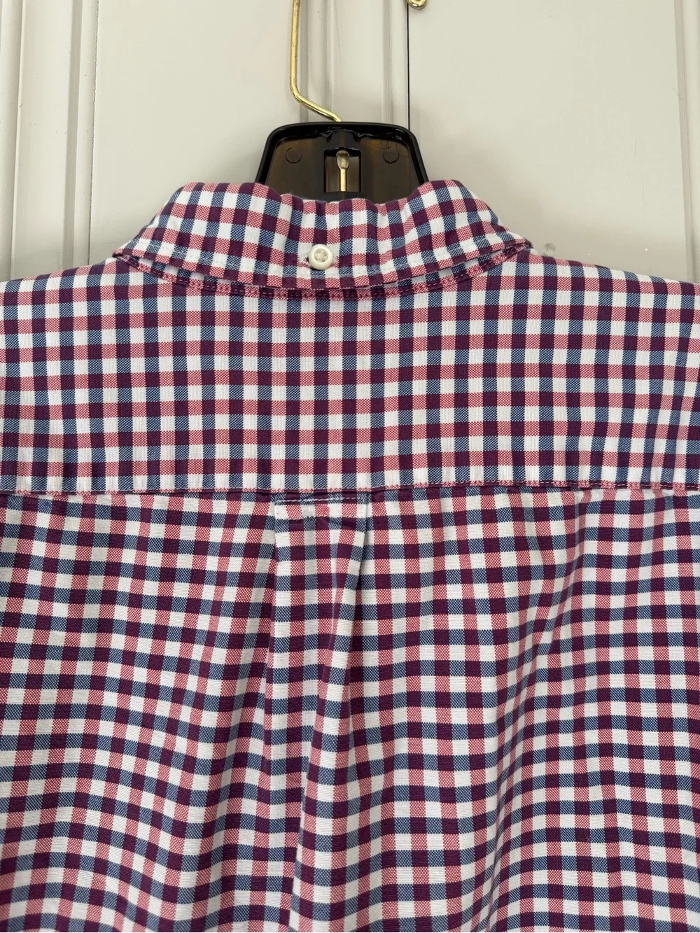 Banana Republic Men’s Red, Blue and White Gingham Button-Down Shirt: Grant Fit